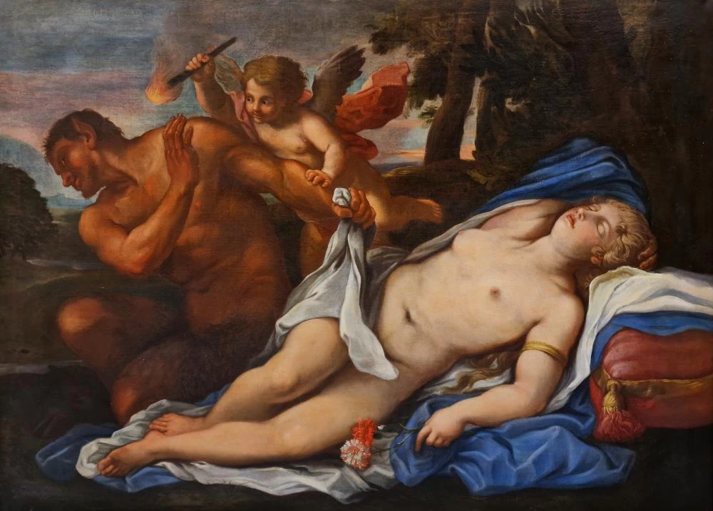Venere, satiro e Cupido - attribuito